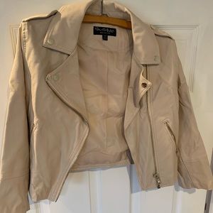 Miss Selfridge Nude Cropped Moto Jacket